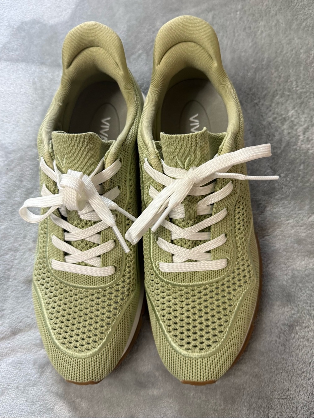 Women VIVAIA Light Green Knit Lace-Up Women's Sneakers